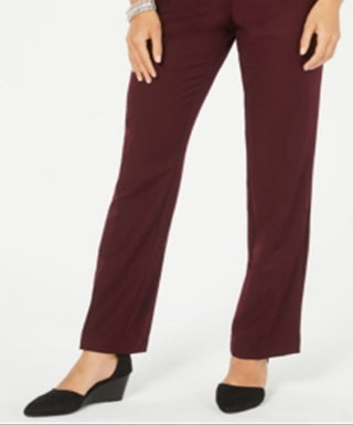 Style & Co Women's Tummy Control Pull On Straight Leg Pants Red Size 18