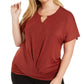 Nicola Women's Plus Twist Front Top Red Size 3X