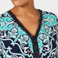JM Collection Women's Printed Embellished Top Green Size Petite