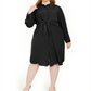 Alfani Women's Plus Tie Front Shirtdress Black Size Petite Small