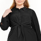 Alfani Women's Plus Tie Front Shirtdress Black Size Petite Small