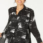 Alfani Women's Printed Popover Tunic Top Black Size X-Small