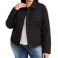 Style & Co Women's Plaid Denim Denim Jacket Black Size 18W