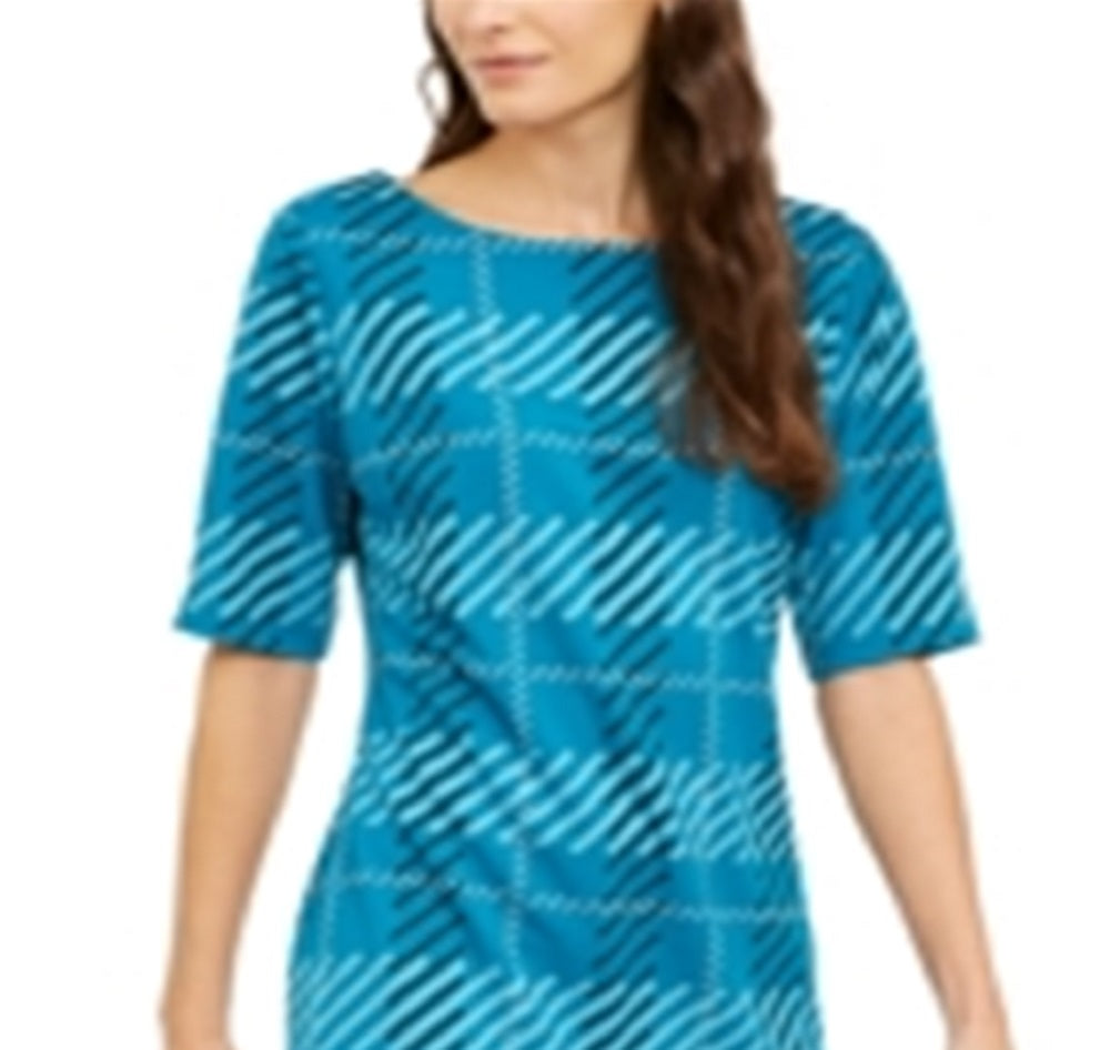 Alfani Women's Plaid Sheath Dress Plaid Blue Size 18