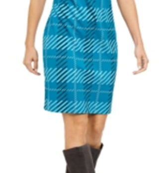 Alfani Women's Plaid Sheath Dress Plaid Blue Size 18