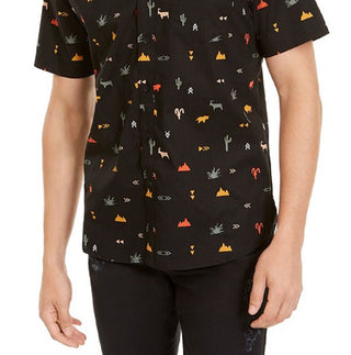 American Rag Men's Hieroglyphics Print Shirt Black Size XX-Large