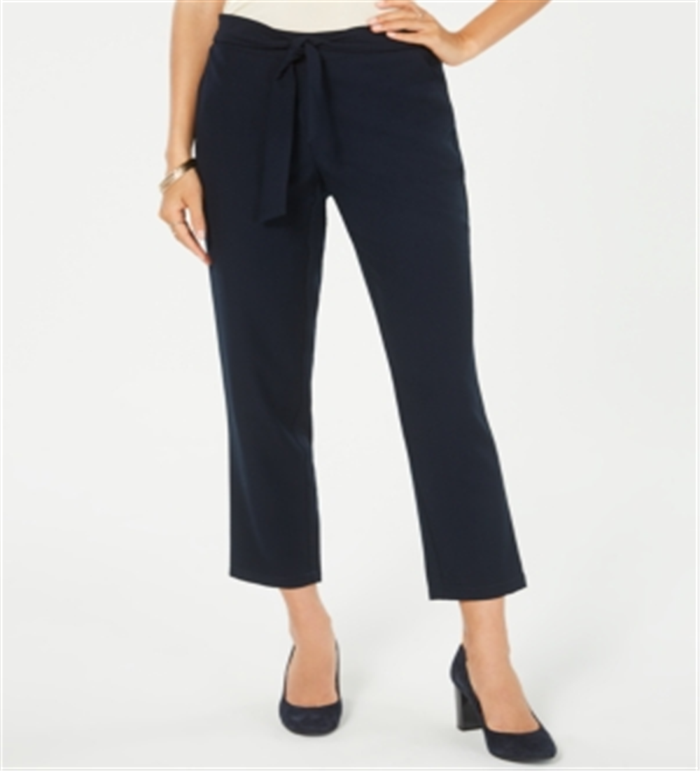 Style & Co Women's Tie Waist Tapered Pants Blue Size 18