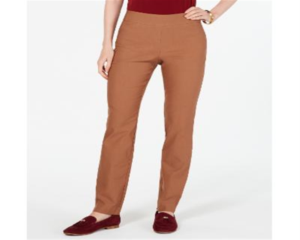 Charter Club Women's Cambridge Skinny Pull on Tummy Control Pants -Brown- Size 4
