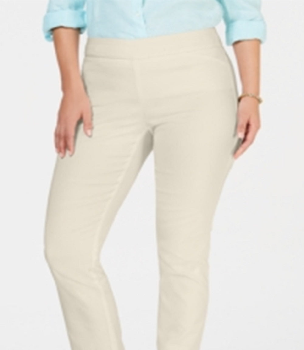 Charter Club Women's Cambridge Skinny Pull on Tummy Control Pants Brown Size 4