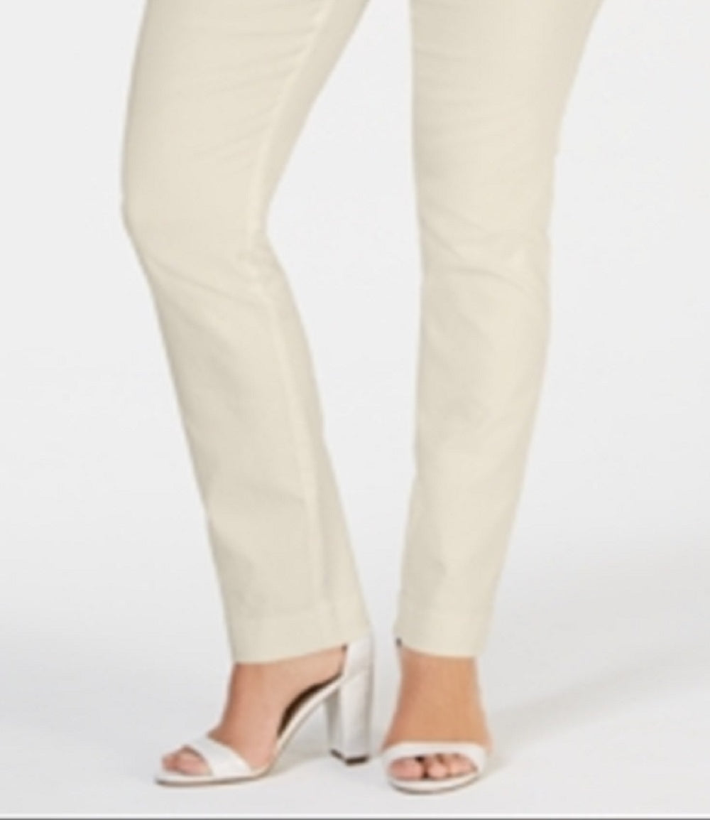 Charter Club Women's Cambridge Skinny Pull on Tummy Control Pants Brown Size 4