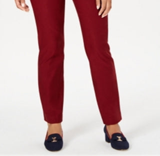 Charter Club Women's Cambridge Skinny Pull On Tummy Control Pants Red Size 10