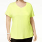Ideology Women's Yellow Plus Size Rapidry V-Neck T-Shirt Size 2X