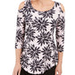 JM Collection Women's 3/4 Sleeve Cold Shoulder Top Pink  Size Small