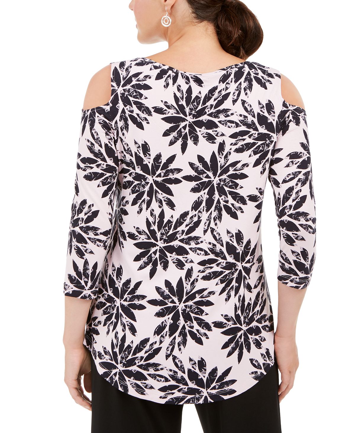 JM Collection Women's 3/4 Sleeve Cold Shoulder Top Pink  Size Small