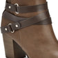 Material Girl Women's Melany Strappy Solid Ankle Boots Brown Size 7 M