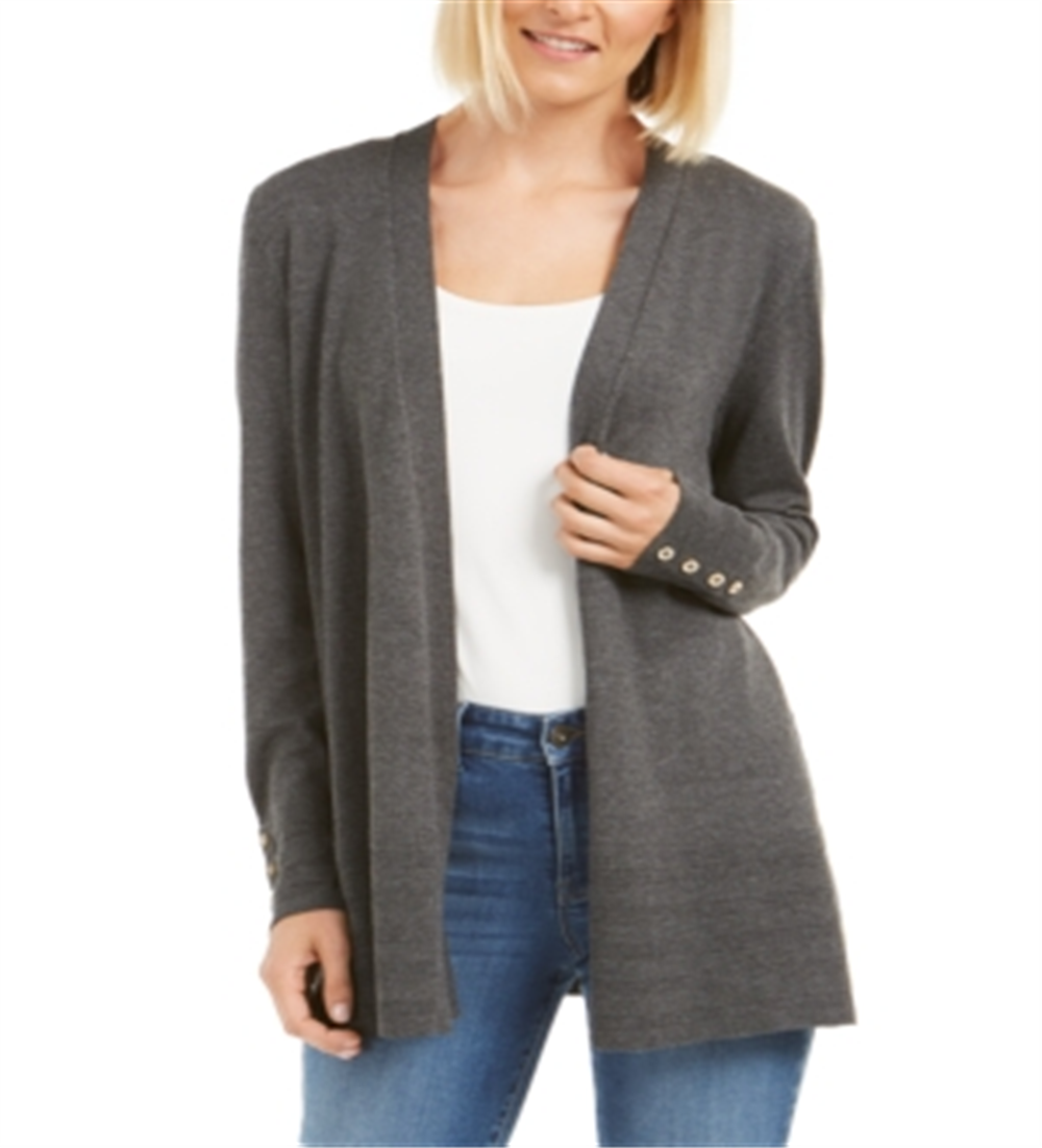 Charter Club Women's Open Front Cardigan Gray Size Medium