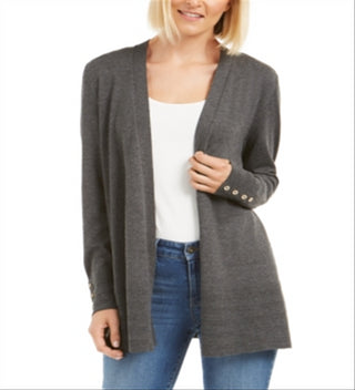 Charter Club Women's Open Front Cardigan Gray Size X-Large