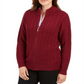 Karen Scott Women's Cable Knit Zip Front Sweater Red Size Petite