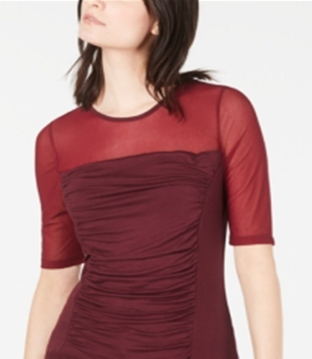 INC International Concepts Women's Ruched Illusion Top Red Size X-Large