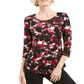 JM Collection Women's Floral Print Top Black -Size Petite XL