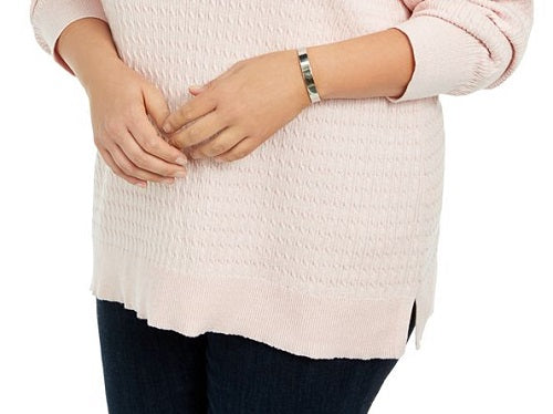 Karen Scott Women's Plus Cotton Boat Neck Sweater Pink Size 2X