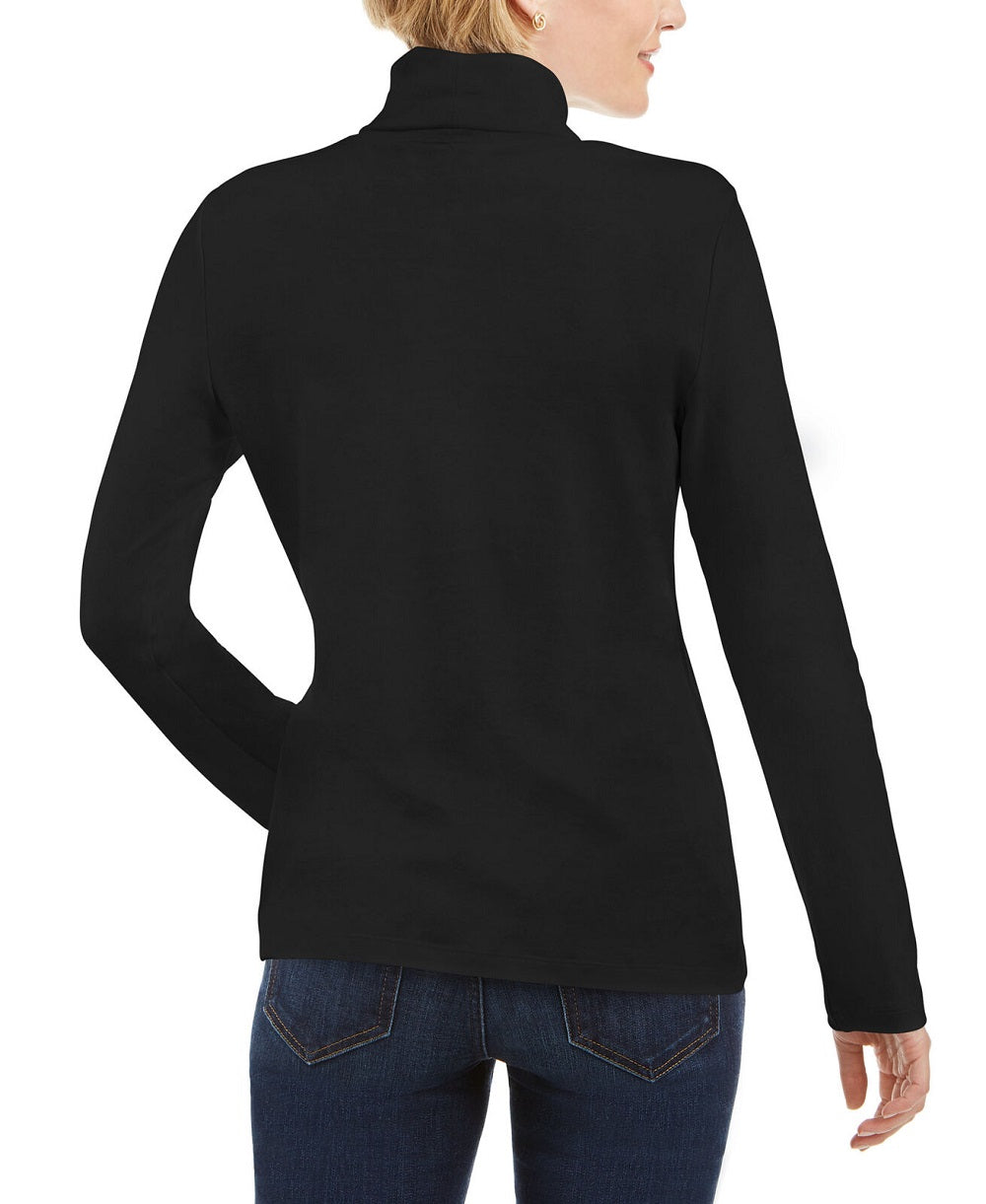 Karen Scott Women's Cotton Turtleneck Black Size X-Small