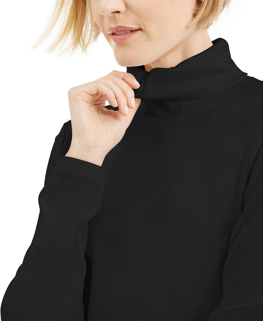 Karen Scott Women's Cotton Turtleneck Black Size X-Small