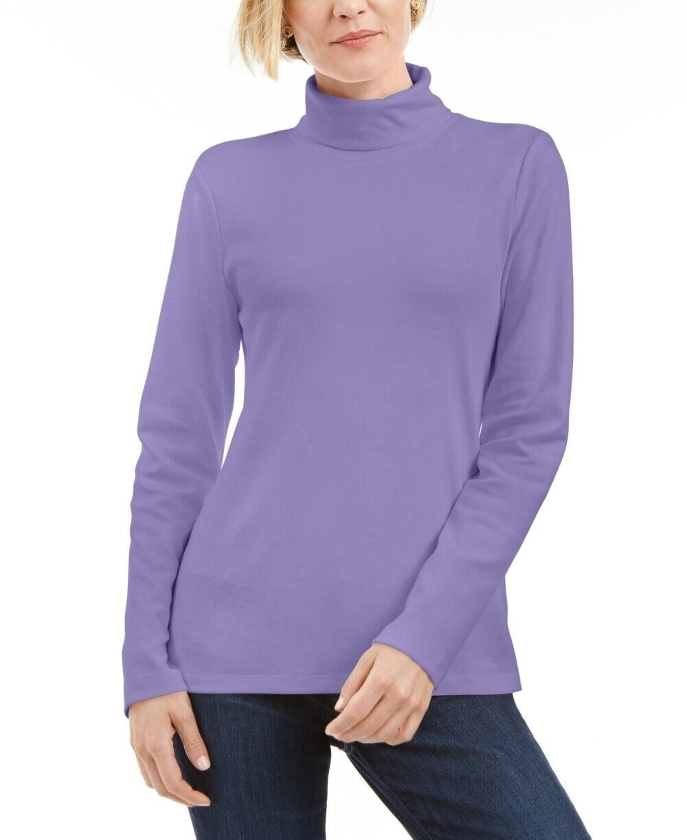 Karen Scott Women's Cotton Turtleneck Purple Size X-Large
