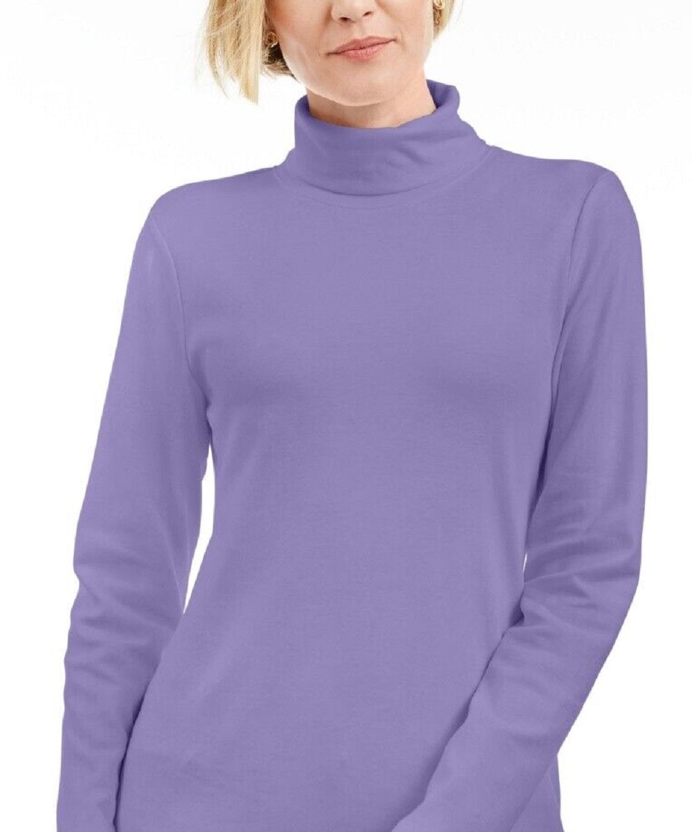 Karen Scott Women's Cotton Turtleneck Purple Size X-Large
