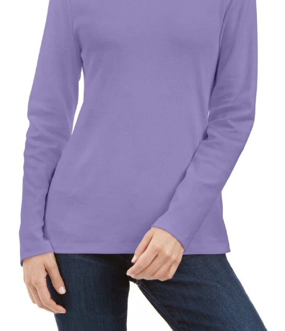 Karen Scott Women's Cotton Turtleneck Purple Size X-Large