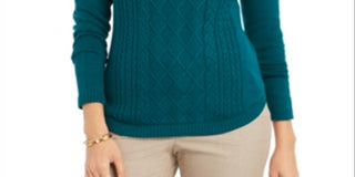Charter Club Women's Cable Sweater Green Size Medium