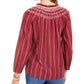 Style & Co Women's Textured Top Stripe Red Size Petite