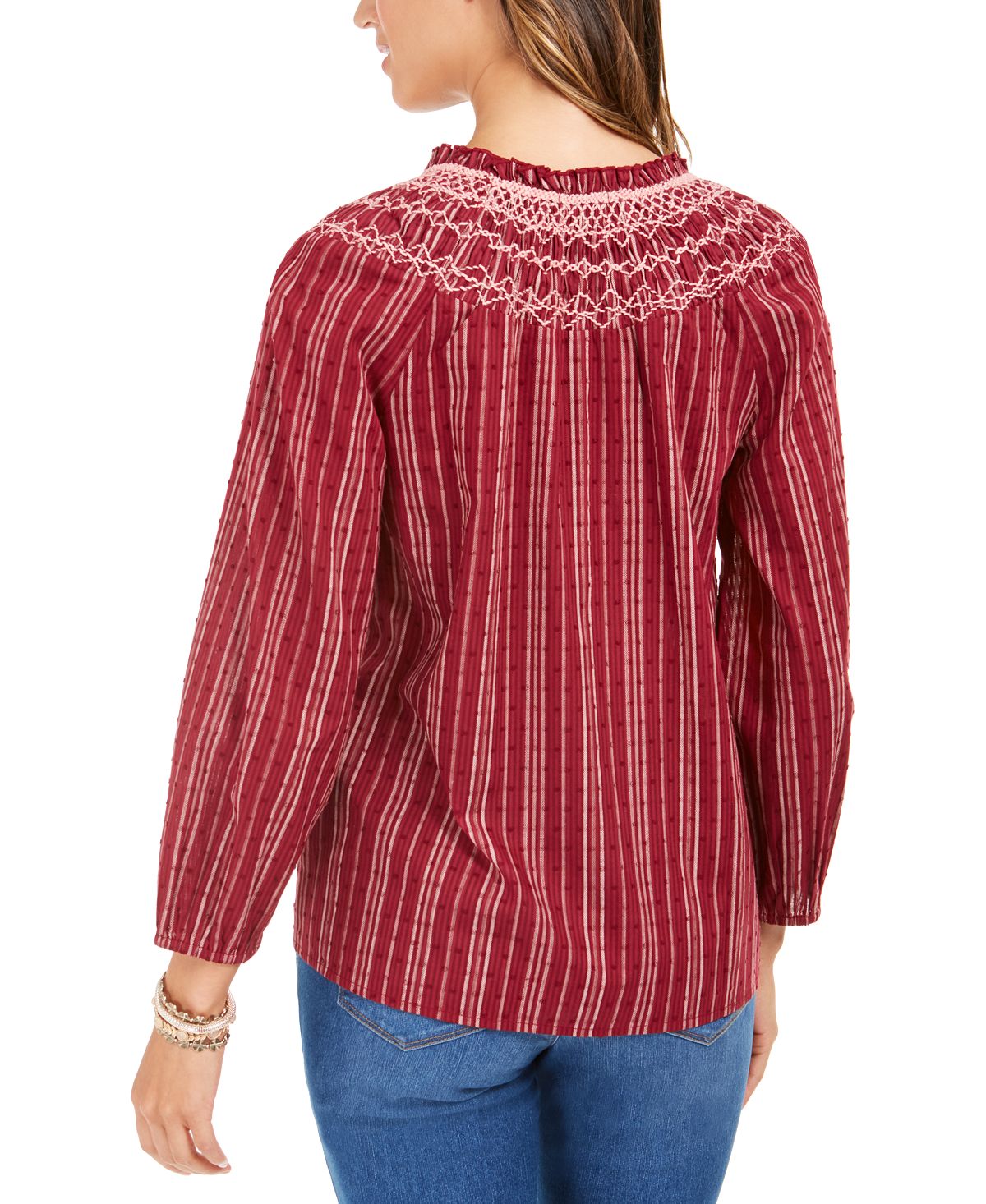 Style & Co Women's Textured Top Stripe Red Size Petite