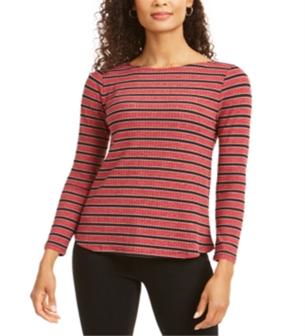 Charter Club Women's Heather Long Sleeve Top Red Size X-Small