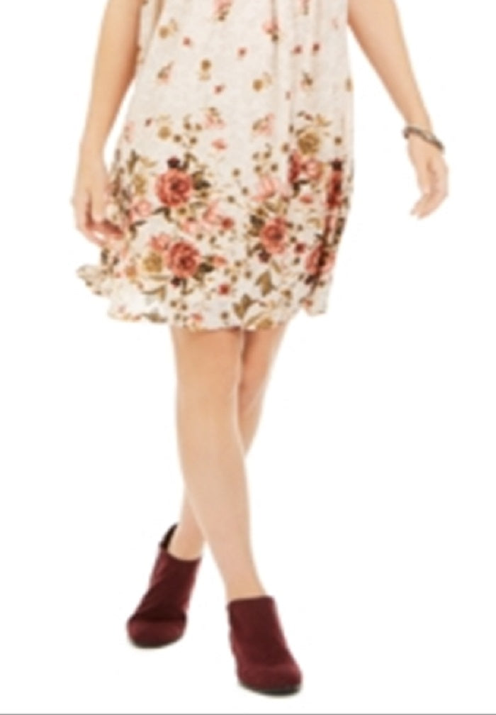 Style & Co Women's Printed Smocked Dress Beige Size PP