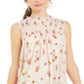 Style & Co Women's Printed Smocked Dress Brown Size Petite