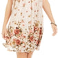 Style & Co Women's Printed Smocked Dress Brown Size Petite
