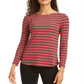 Charter Club Women's Printed 3/4 Sleeve Top Red/Black Size PP