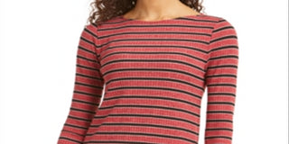 Charter Club Women's Printed 3/4 Sleeve Top Red/Black Size PP