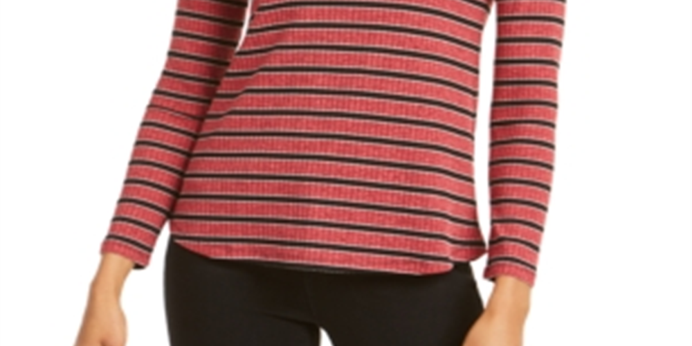 Charter Club Women's Printed 3/4 Sleeve Top Red/Black Size PP