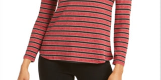 Charter Club Women's Printed 3/4 Sleeve Top Red/Black Size PP