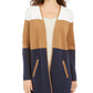 Charter Club Women's Milano Cotton Colorblocked Cardigan Blue Size Medium