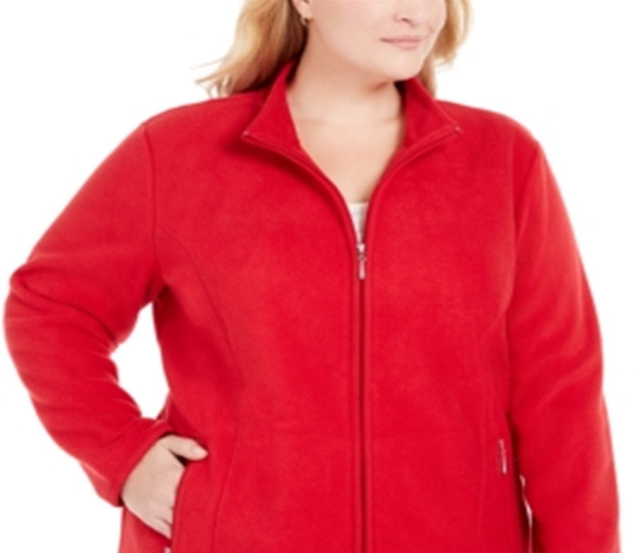 Karen Scott Women's Plus Zip Front Jacket Red Size 0X