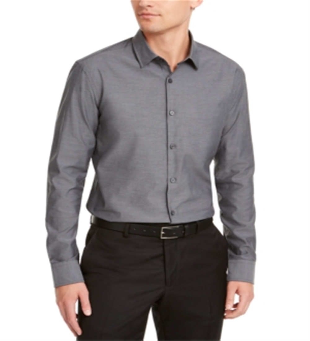 Alfani Men's Classic Fit Solid Shirt Gray Size XXX-Large