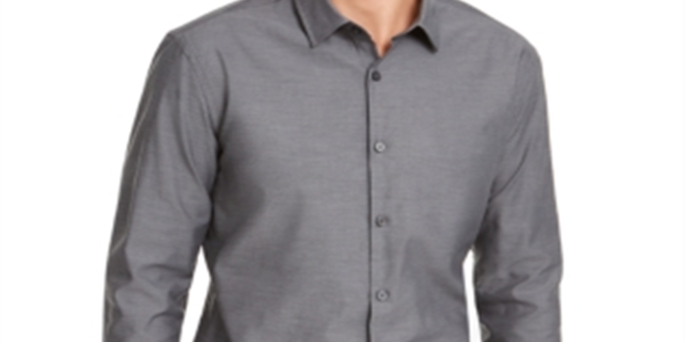 Alfani Men's Classic Fit Solid Shirt Gray Size XXX-Large