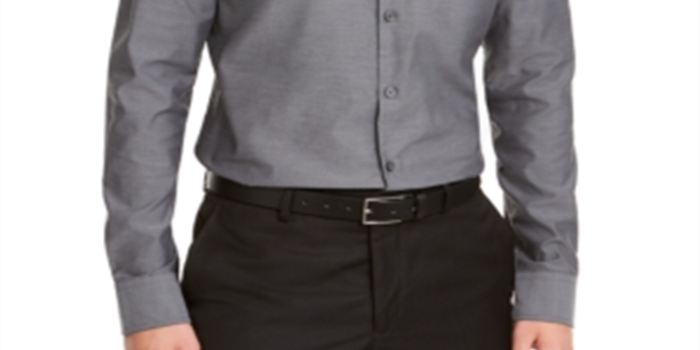 Alfani Men's Classic Fit Solid Shirt Gray Size XXX-Large