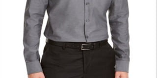 Alfani Men's Classic Fit Solid Shirt Gray Size XXX-Large