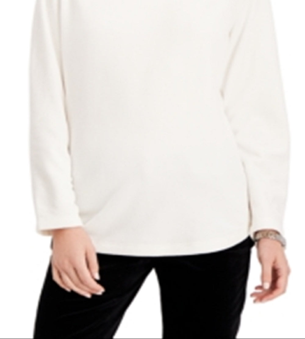Karen Scott Women's Sport Fleece Sweatshirt White Size Medium