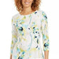 JM Collection Women's 3/4 Sleeve Novelty Printed Jacquard Top Green Size XX-Large
