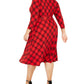 Charter Club Women's Plus Plaid V Neck Dress Red Size 0X